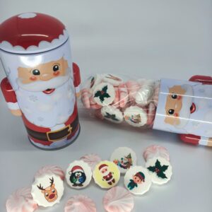 Pot en métal - Père Noël garni de meringues personnalisées pour Noël - Dinette et Gâteaux