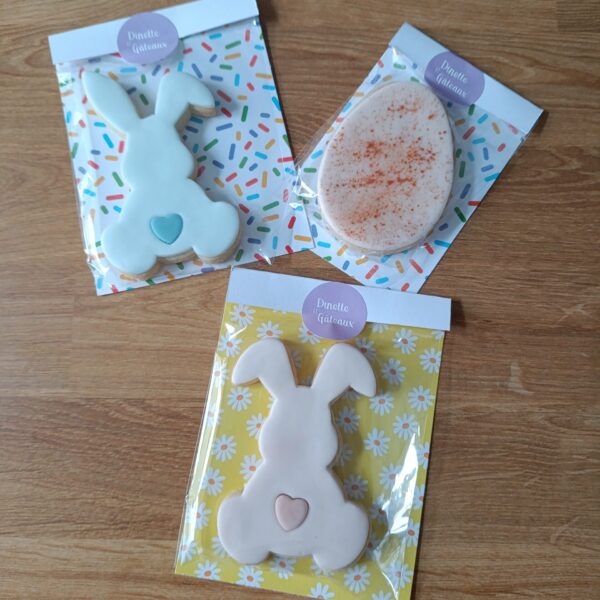 Vente Flash Pâques : biscuit lapin ou œuf couverture pâte à sucre